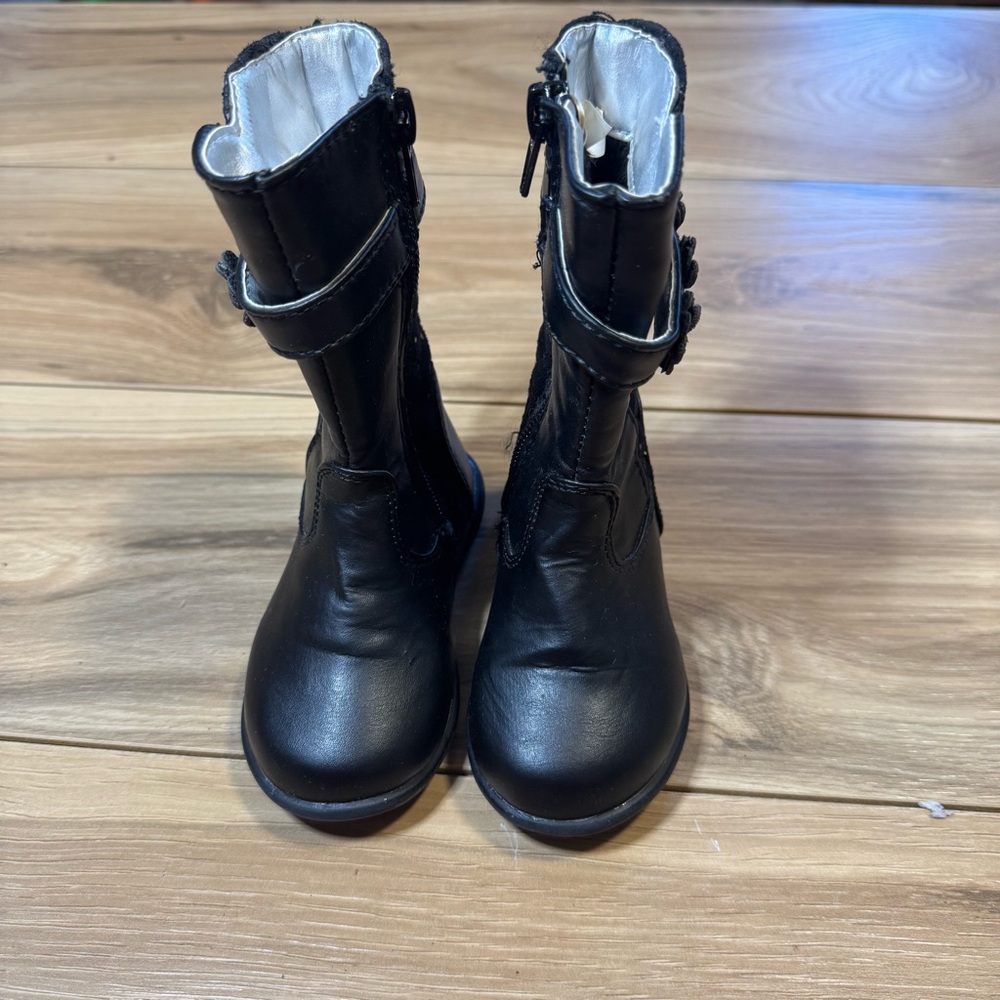 Laura Ashley Toddler Size 5 Black Tall Boots Quilted Sparkle Detail Casual Cozy